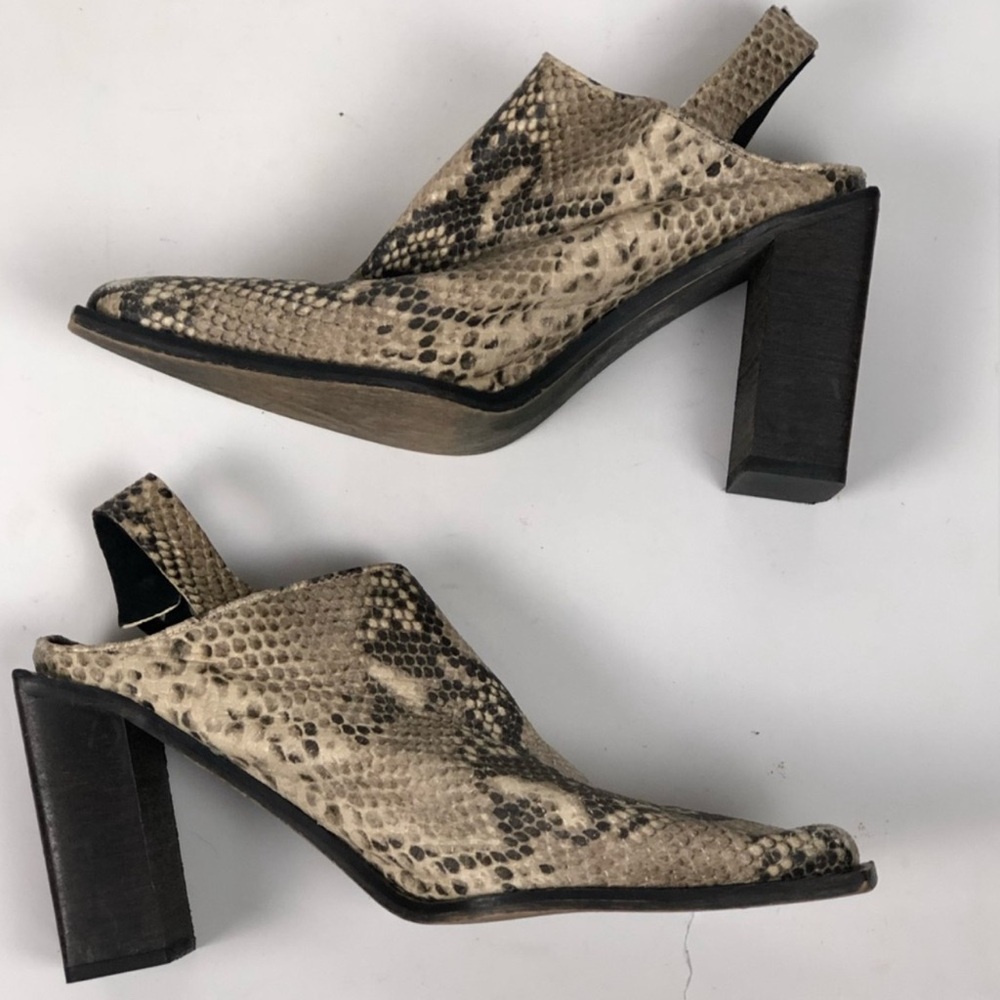 Free People Silver Storm Python Snake Slingback B… - image 2